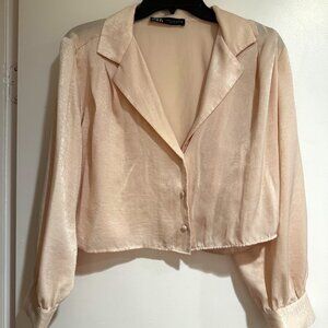 Zara Nude Satin Blouse